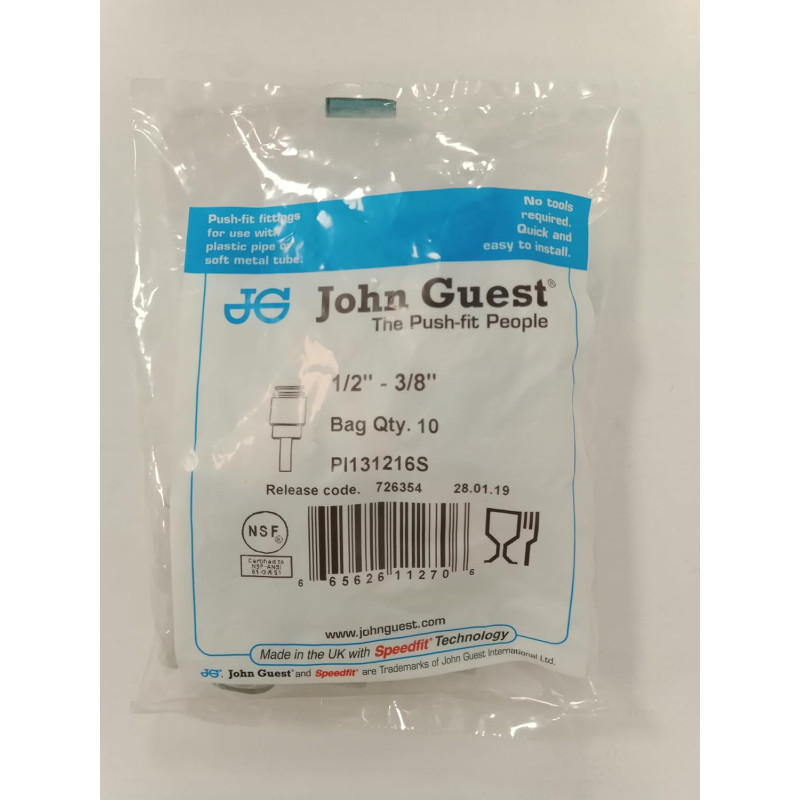 John Guest 10 Pezzi Raccordi John Guest 1/2 X 3/8 - 10 Pezzi Per Acqua Potabile Raccordi Rapidi 1/2 X 3/8 - 4