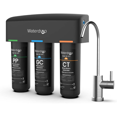 Waterdrop TSB Filtro Acqua Sistema con Rubinetto Dedicato,3 Stadi