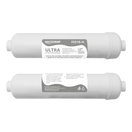 NICEDROP Filtro in Linea Ultrafiltrazione 10" Carbone e Membrana Cava 0,1 Micron 2PZ | Bellerofonteacqua.com