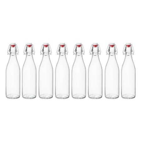 Bottiglia in Vetro da 1 Litro con tappo ermetico 8 pezzi