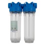 Batteria twin porta filtro 10"  trasparente-trasparente
