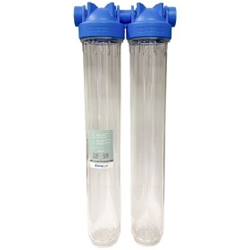 Batteria twin porta filtro 20"  trasparente-trasparente