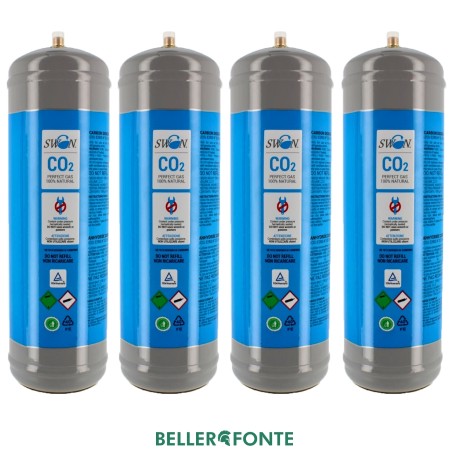 Swan Bombola Co2 1200 gr usa e getta attacco M11x1 per erogatori acqua frizzante 4 Bombole